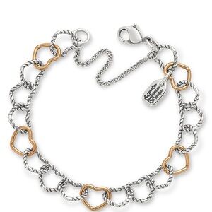 James Avery Twisted Wire Two Tone Connected Hearts Chain Charm Bracelet